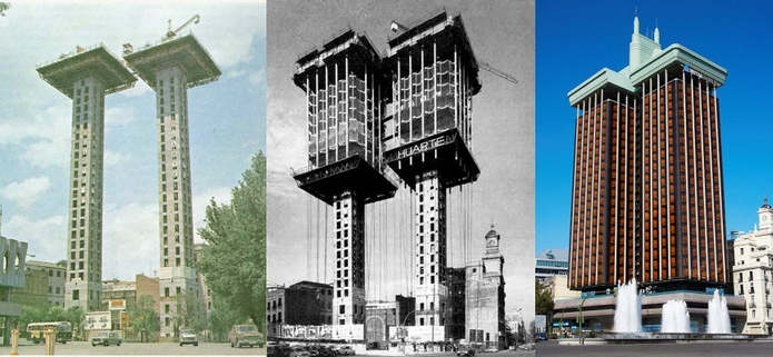 Строительство сверху-вниз: здание Торрес де Колон в Мадриде
